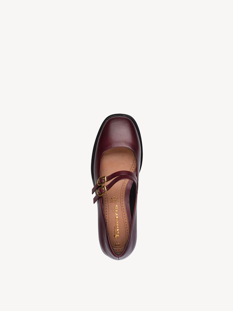 Ballerine en cuir - rouge, MERLOT, hi-res