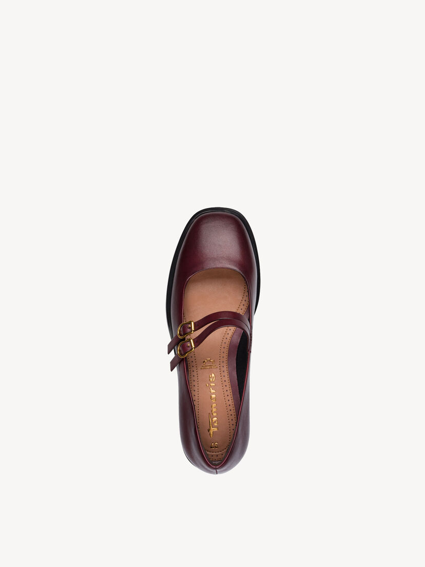 Leren Ballerina - rood, MERLOT, hi-res