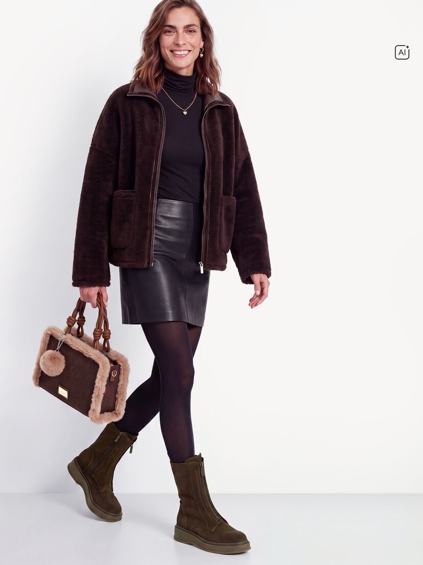 Leren Enkellaarsje - bruin, BROWN, hi-res