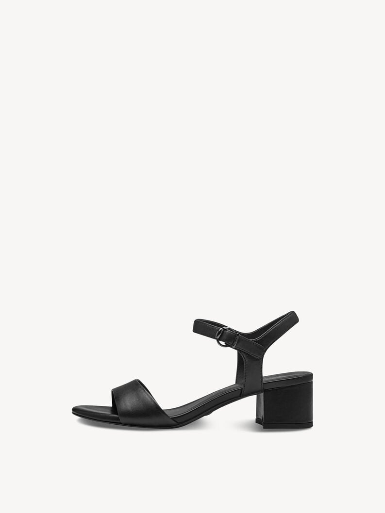 Sandale &agrave; talon en cuir - noir, BLACK, hi-res