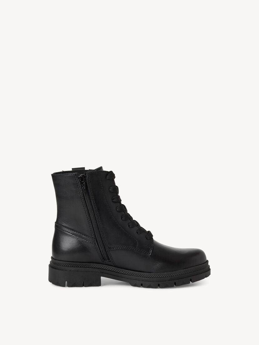 Leren Enkellaarsje - zwart, BLACK LEATHER, hi-res