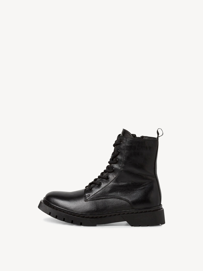 Leren Enkellaarsje - zwart, BLACK, hi-res