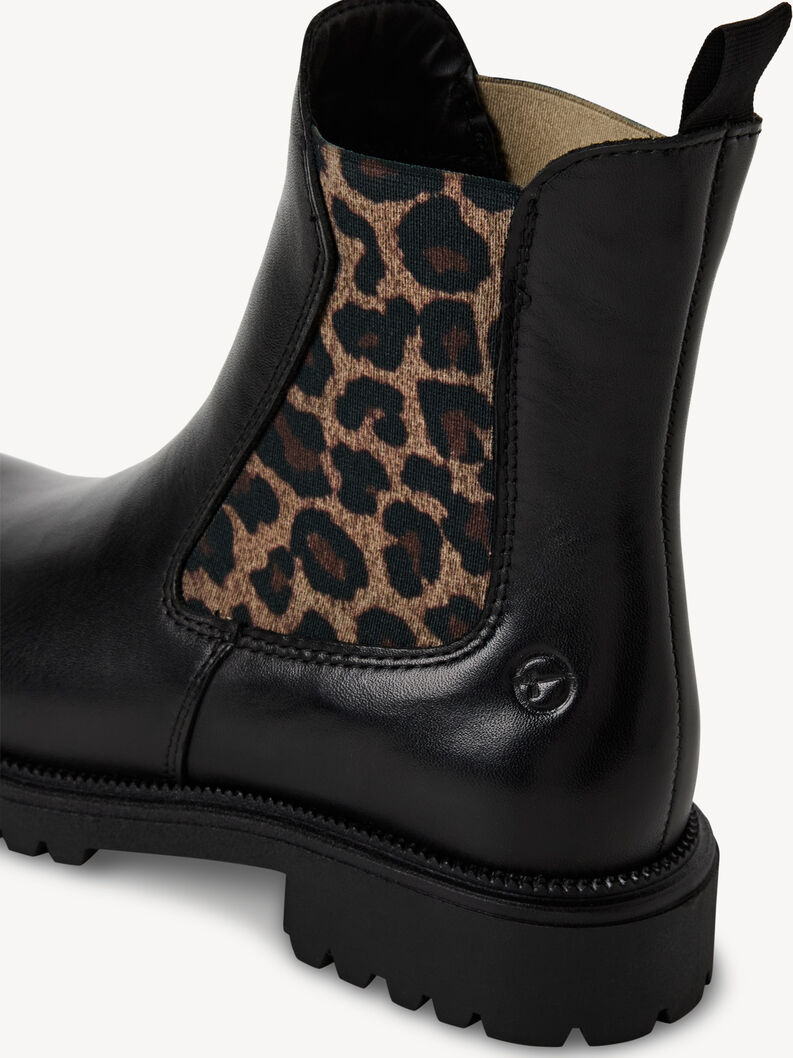 Leder Chelsea Boot - schwarz, BLACK/LEOPARD, hi-res