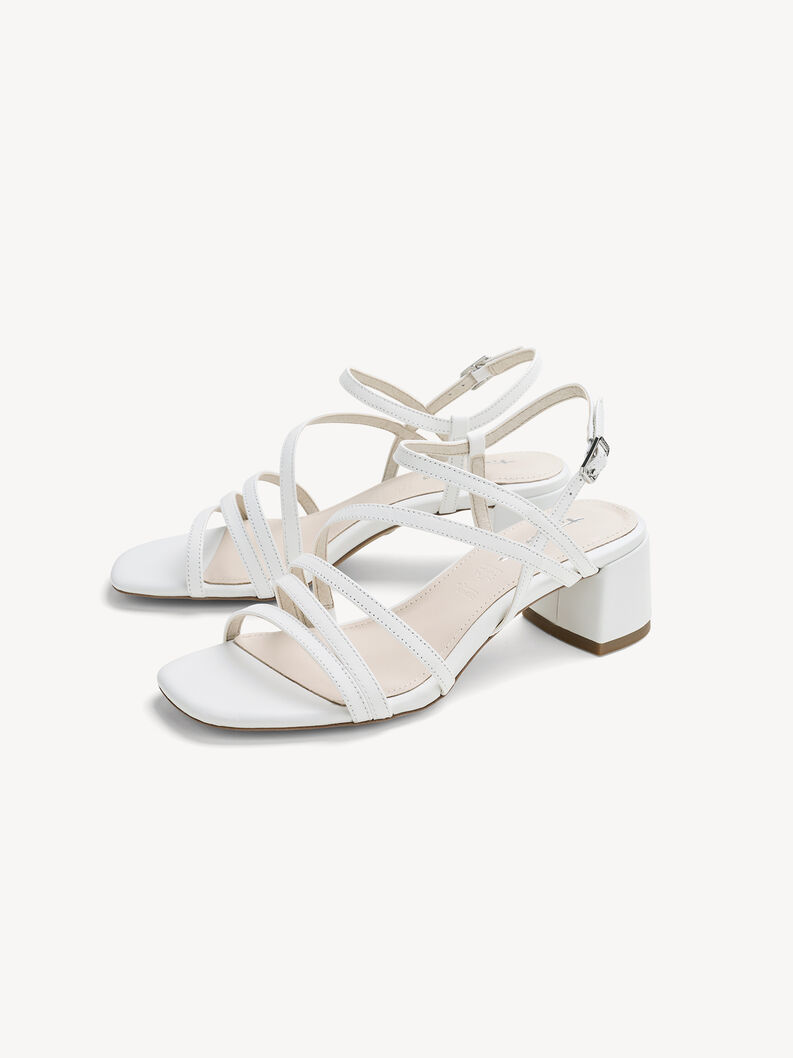 Leather Heeled sandal - white, WHITE, hi-res