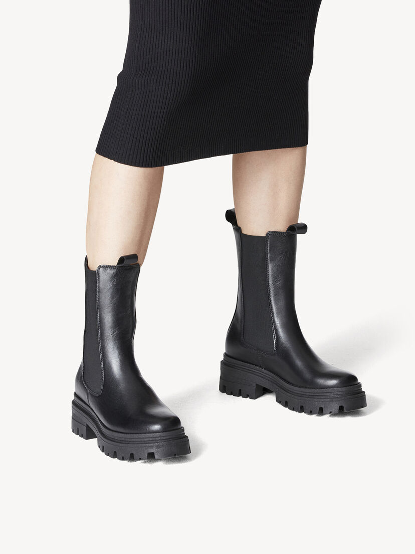 Leren Chelseaboot - zwart, BLACK LEATHER, hi-res