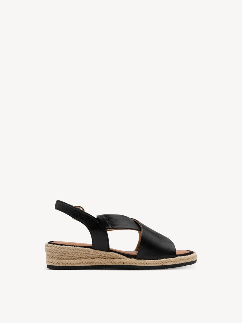 Leren Sandaaltje - zwart, BLACK, hi-res