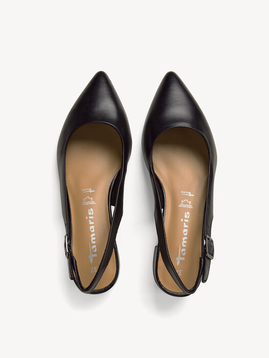 Slingpumps, BLACK LEATHER, hi-res