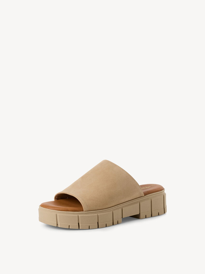 Lederpantolette - braun, TAN SUEDE, hi-res
