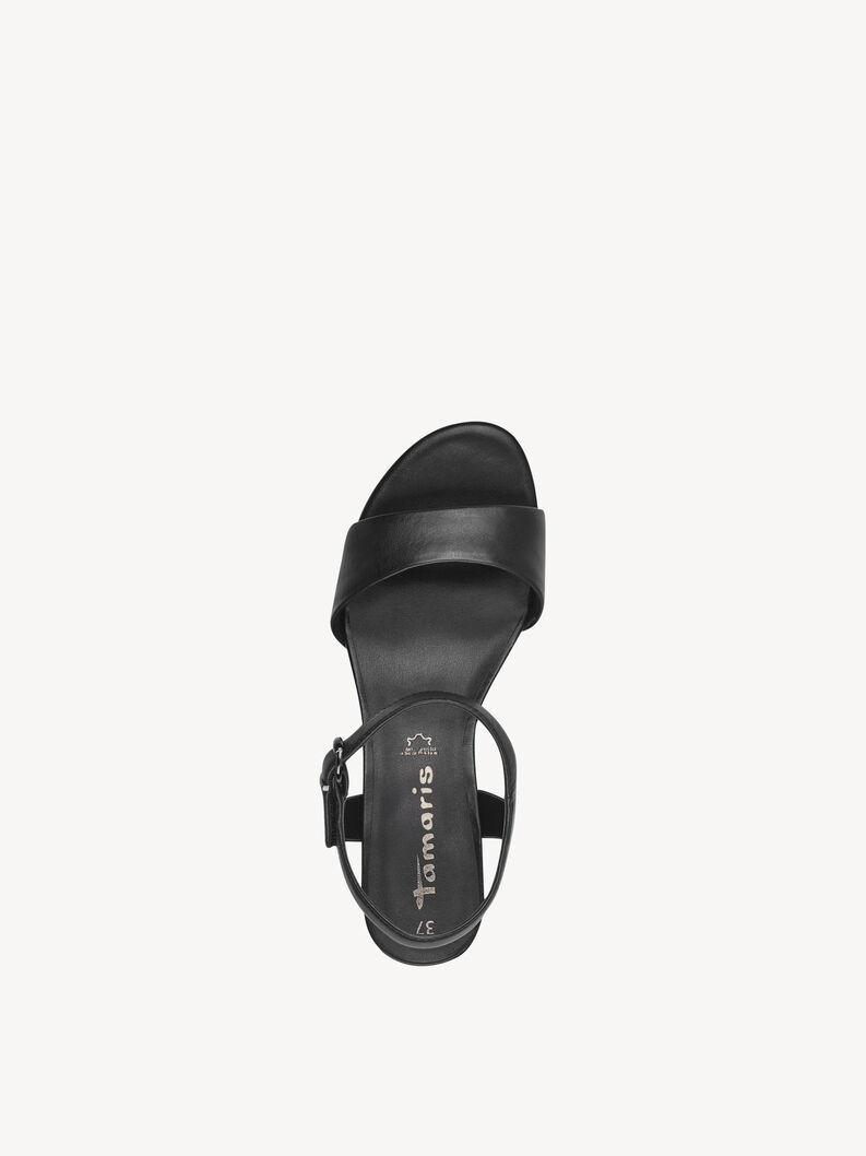 Sandale &agrave; talon en cuir - noir, BLACK, hi-res