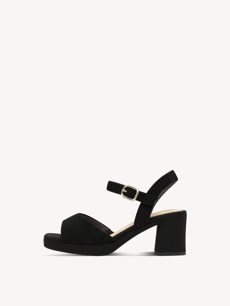 Sandale &agrave; talon en cuir - noir, BLACK SUEDE, hi-res