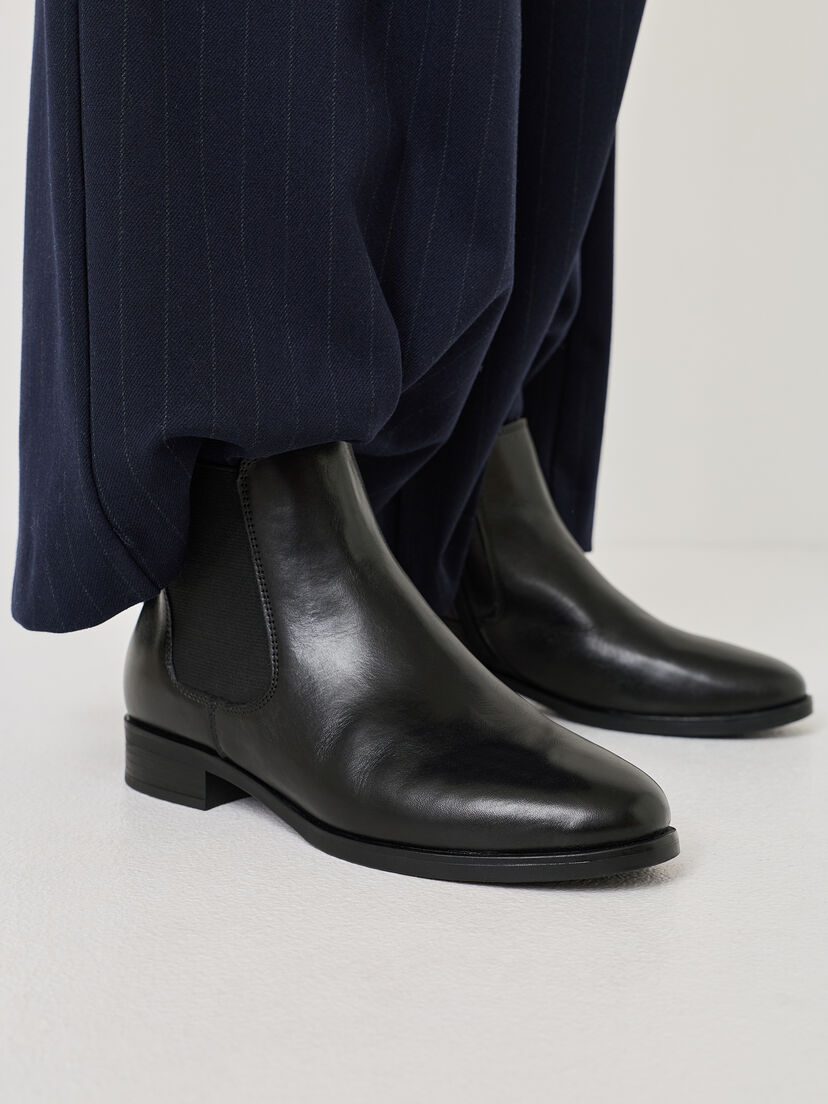 Leren Chelseaboot - zwart, BLACK, hi-res