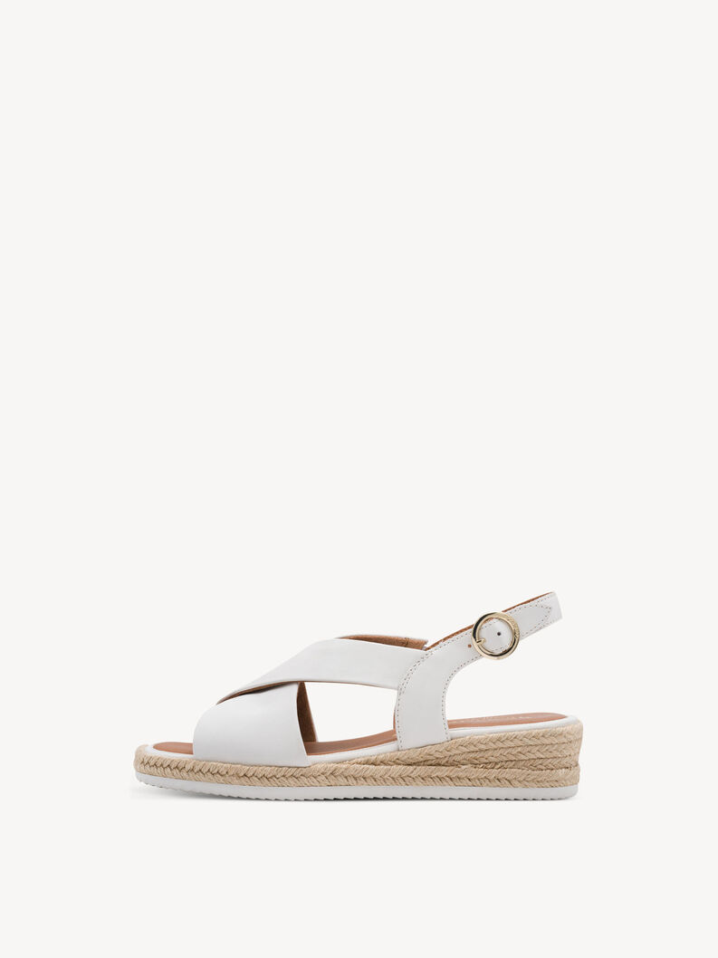 Leather Heeled sandal - white, WHITE, hi-res