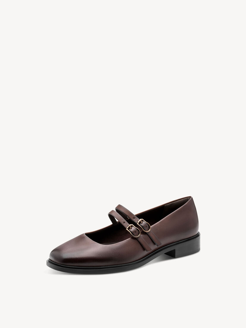 Leren Ballerina - bruin, MAHOGANY, hi-res