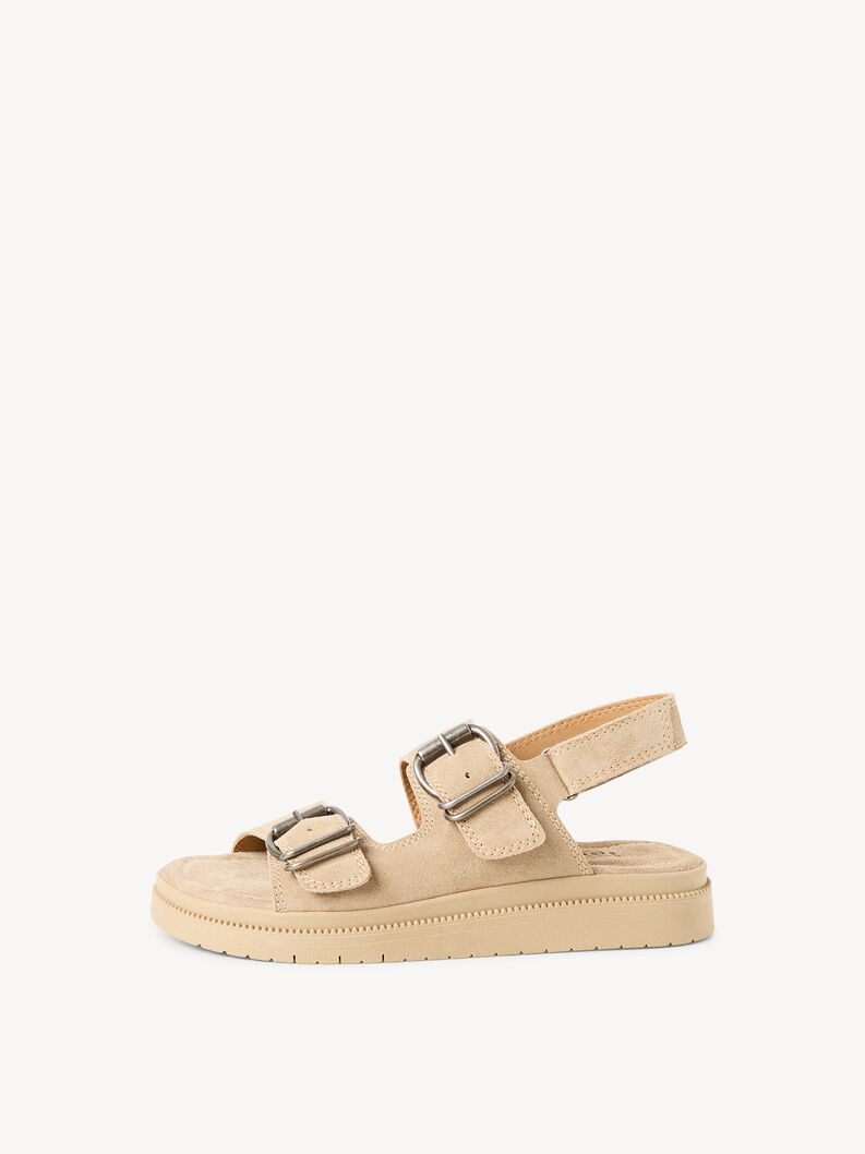 Ledersandalette - beige, BEIGE, hi-res
