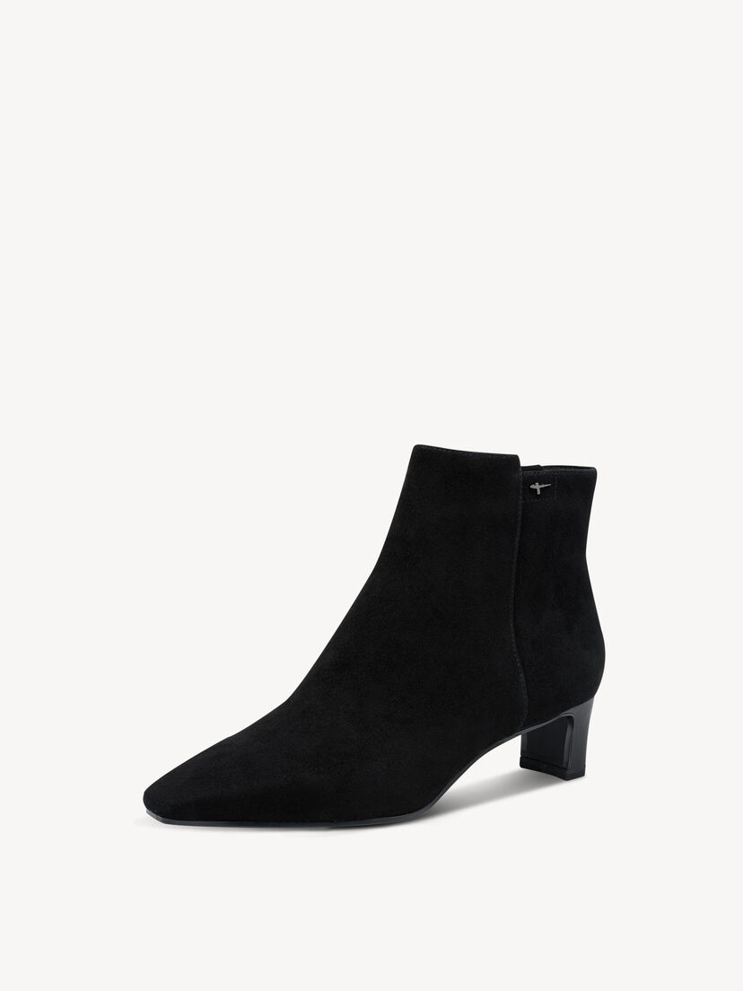 Leren Enkellaarsje - zwart, BLACK, hi-res