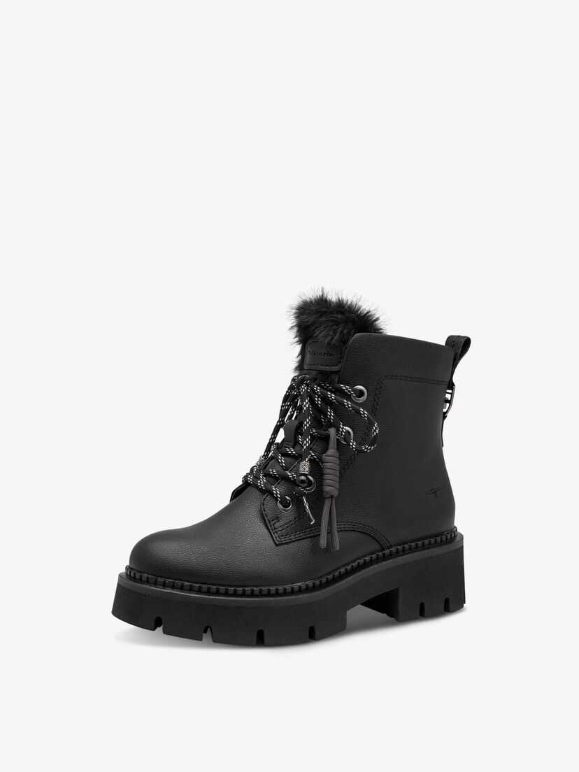 Enkellaarsje - zwart warme voering, BLACK, hi-res