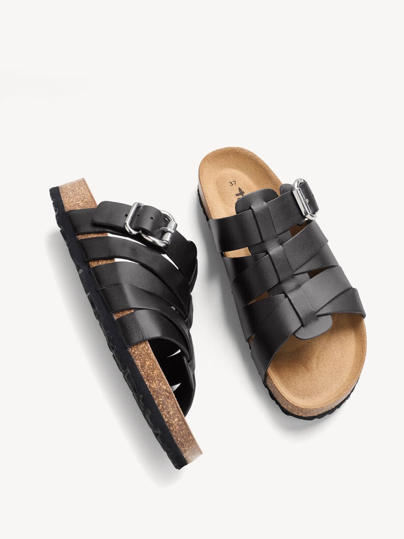 Leren Slipper - zwart, BLACK LEATHER, hi-res
