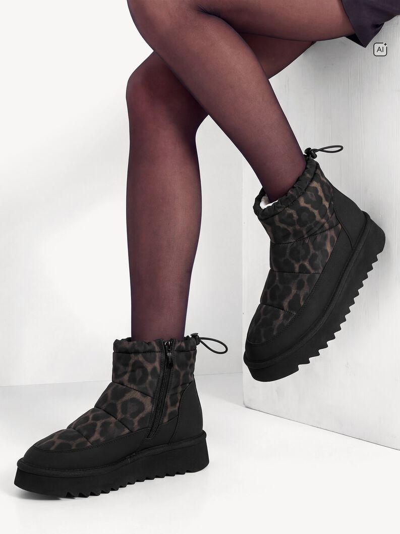Ankelboots - svart warm lining, BLACK/LEOPARD, hi-res