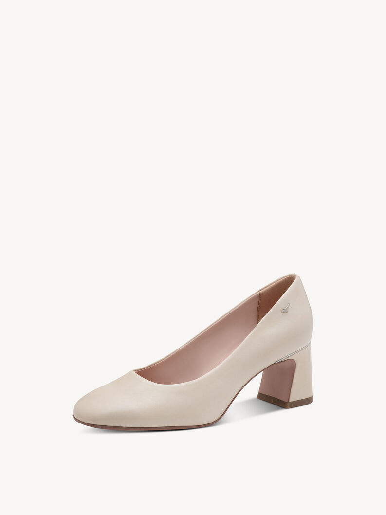 Escarpin en cuir - beige, IVORY, hi-res