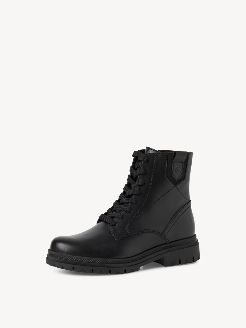 Leren Enkellaarsje - zwart, BLACK LEATHER, hi-res