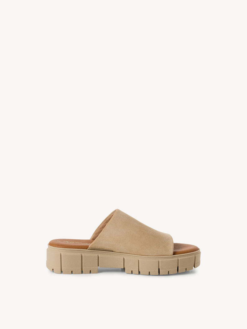 Lederpantolette - braun, TAN SUEDE, hi-res