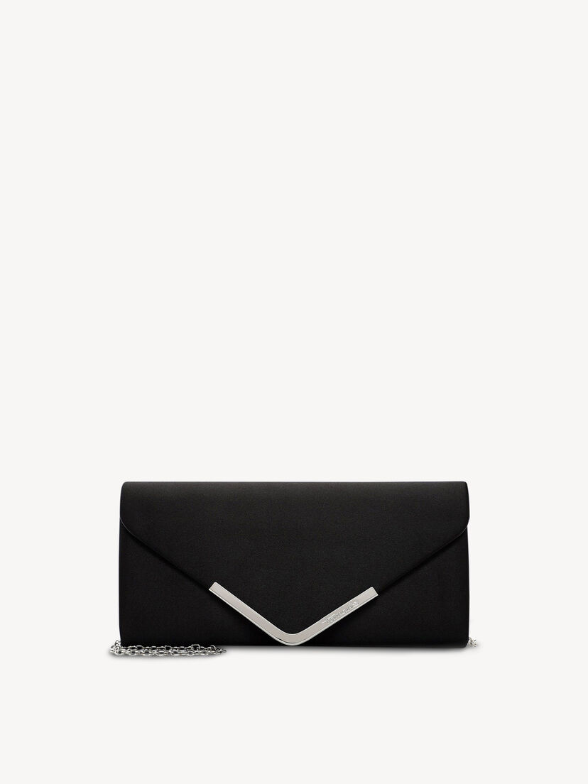 Clutch - zwart, black satin, hi-res