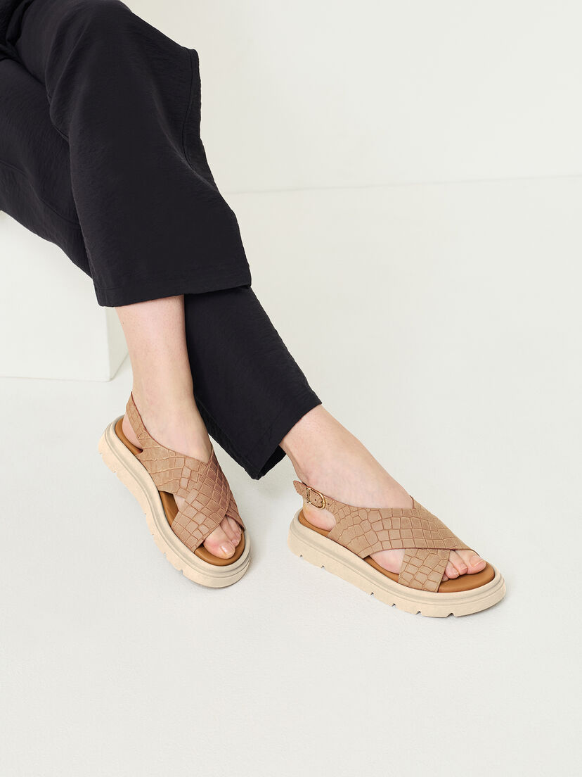 Leren Sandaaltje - bruin, BROWN STRUCT., hi-res