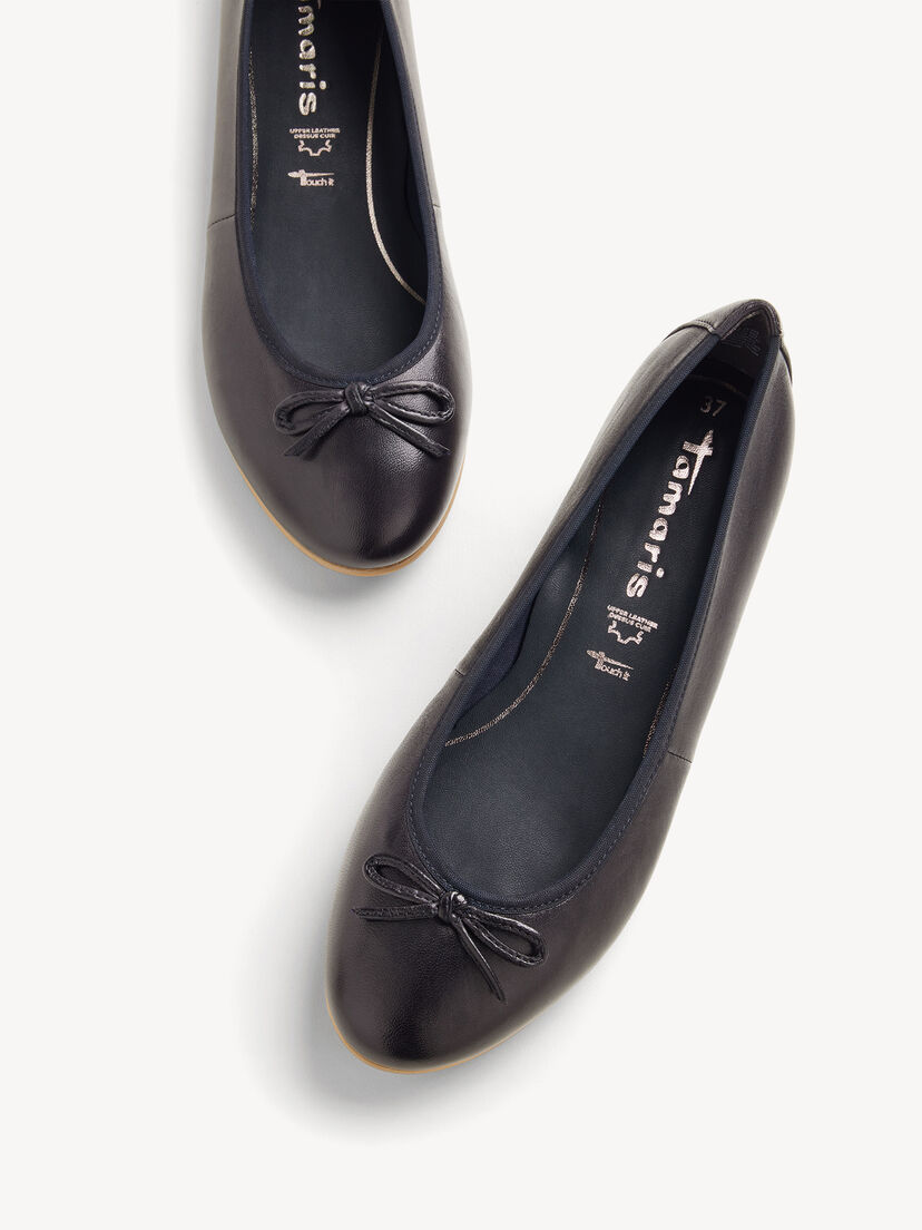 Leren Ballerina - blauw, NAVY, hi-res