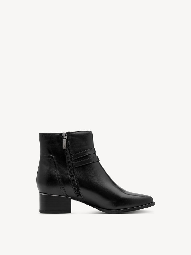 Leren Enkellaarsje - zwart, BLACK, hi-res