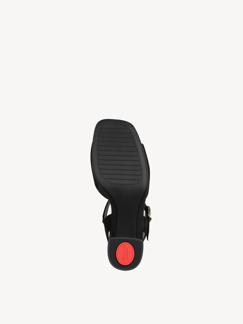 Sandale &agrave; talon en cuir - noir, BLACK SUEDE, hi-res