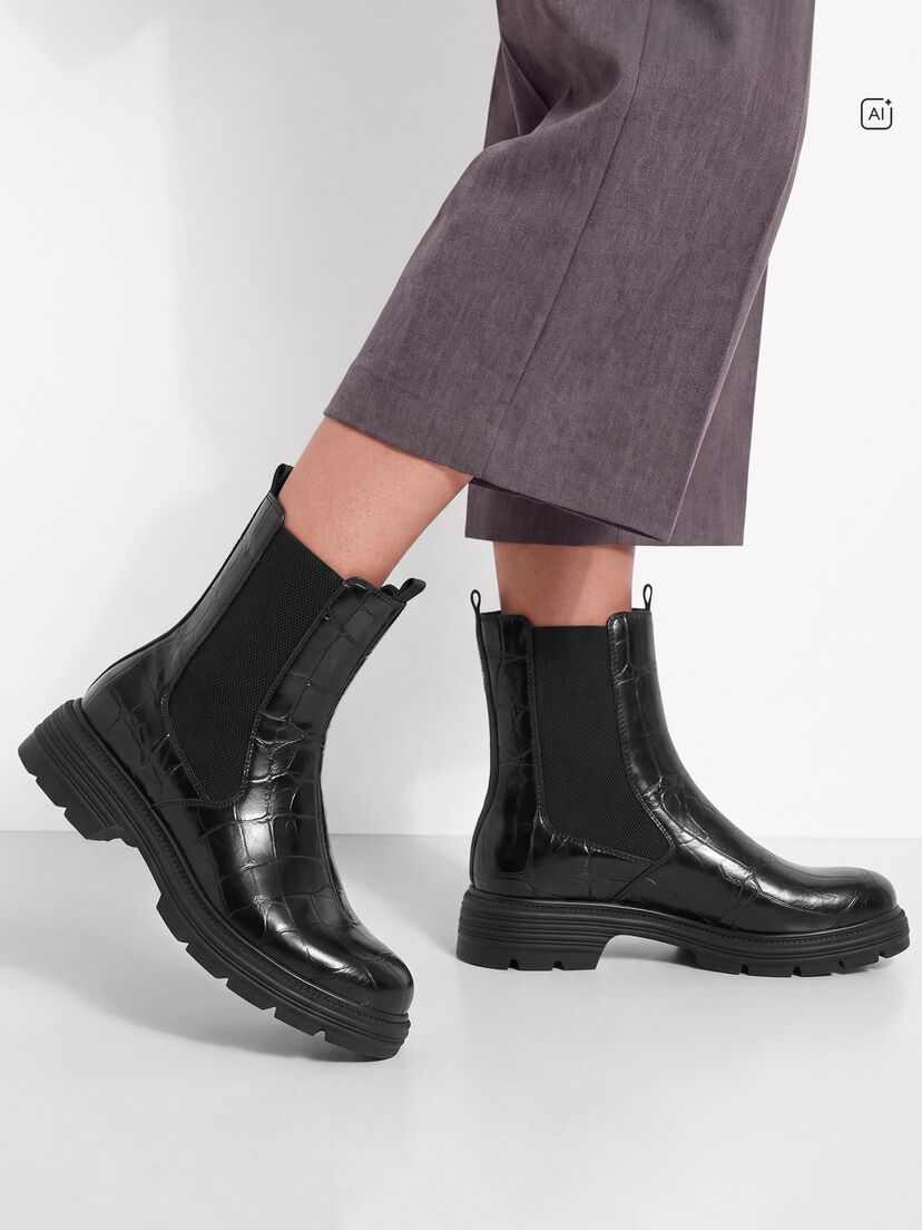 Chelseaboot - zwart, BLACK CROCO, hi-res