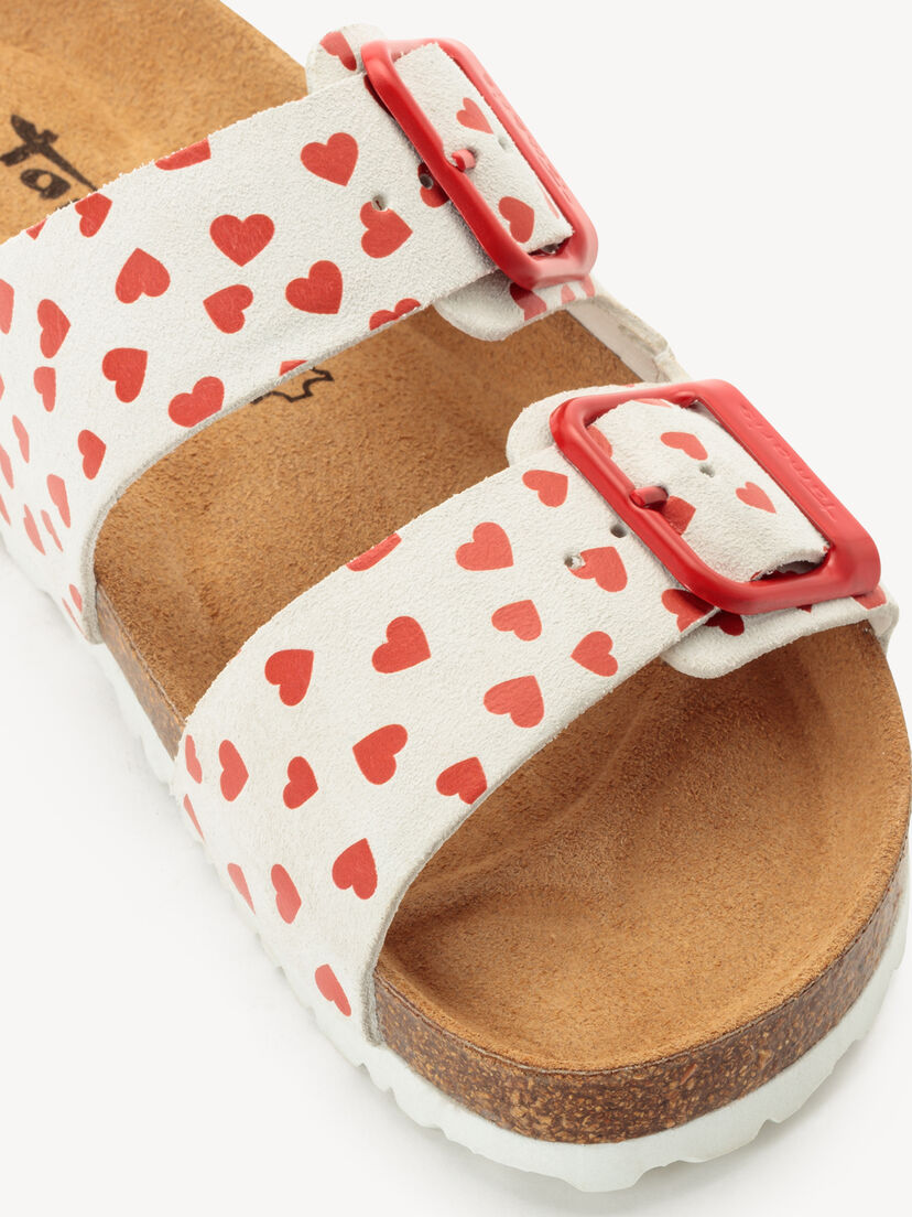 Leren Slipper - wit, WHITE/RED, hi-res