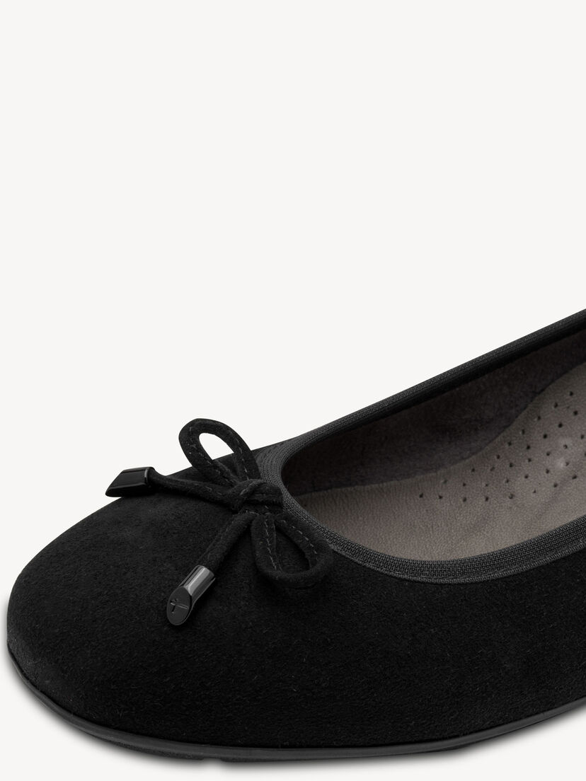 Leren Ballerina - zwart, BLACK SUEDE, hi-res