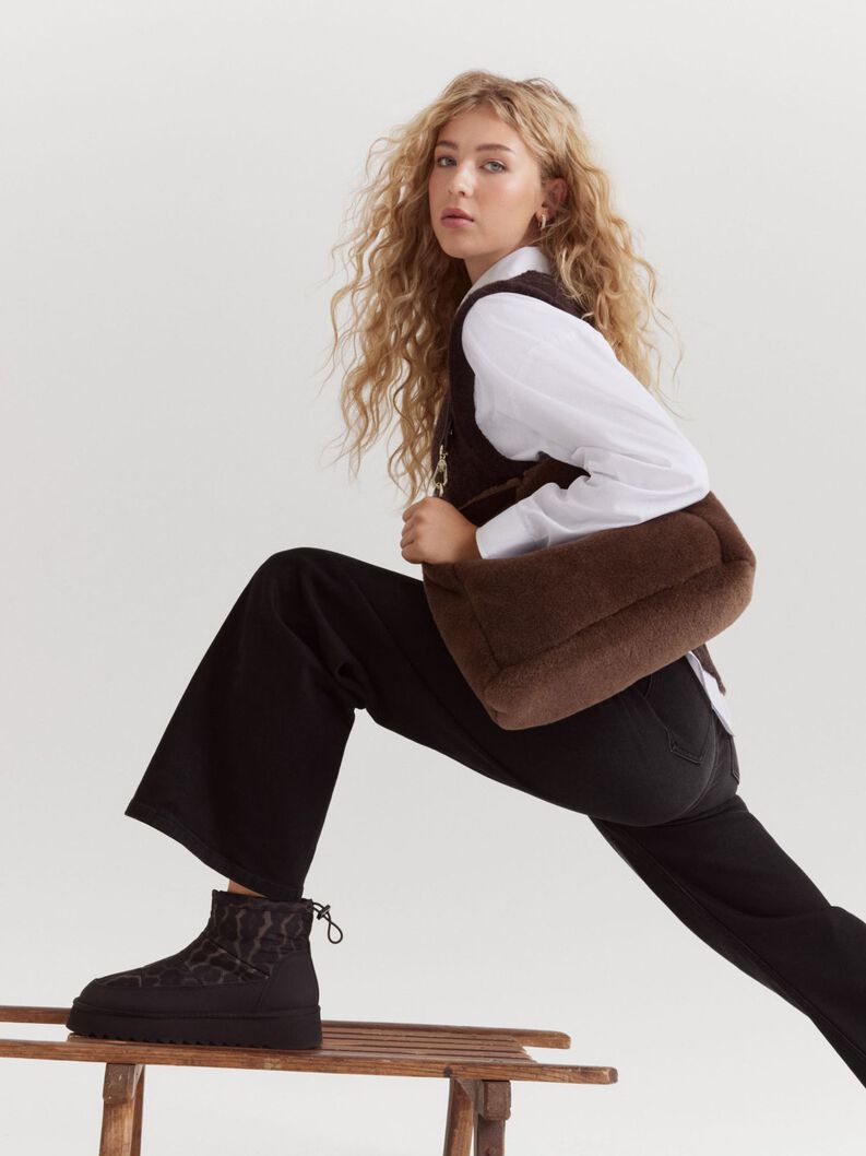 Ankelboots - svart warm lining, BLACK/LEOPARD, hi-res