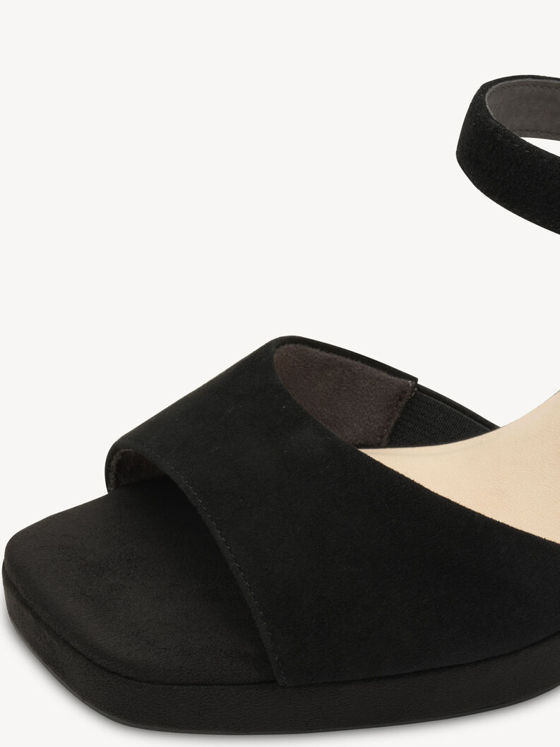 Sandale &agrave; talon en cuir - noir, BLACK SUEDE, hi-res