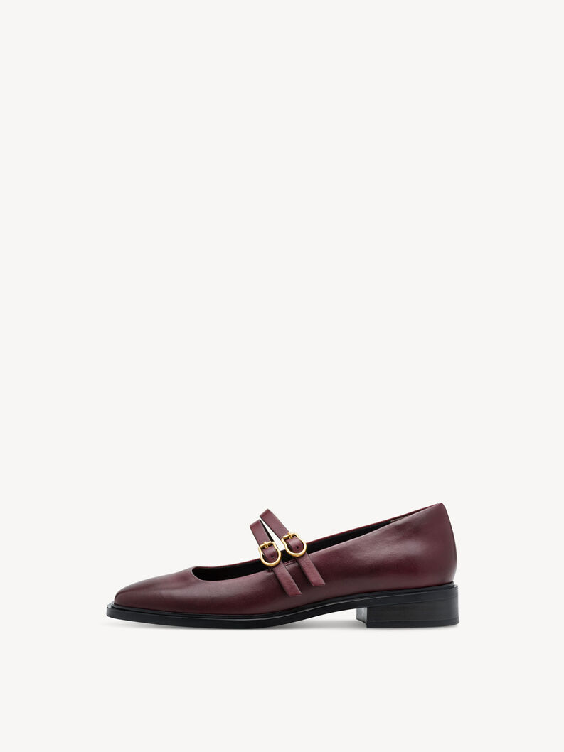 Ballerine en cuir - rouge, MERLOT, hi-res