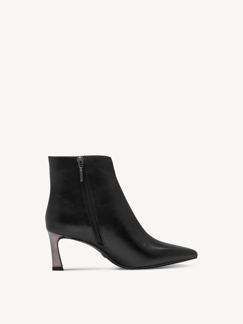 Leren Enkellaarsje - zwart, BLACK, hi-res
