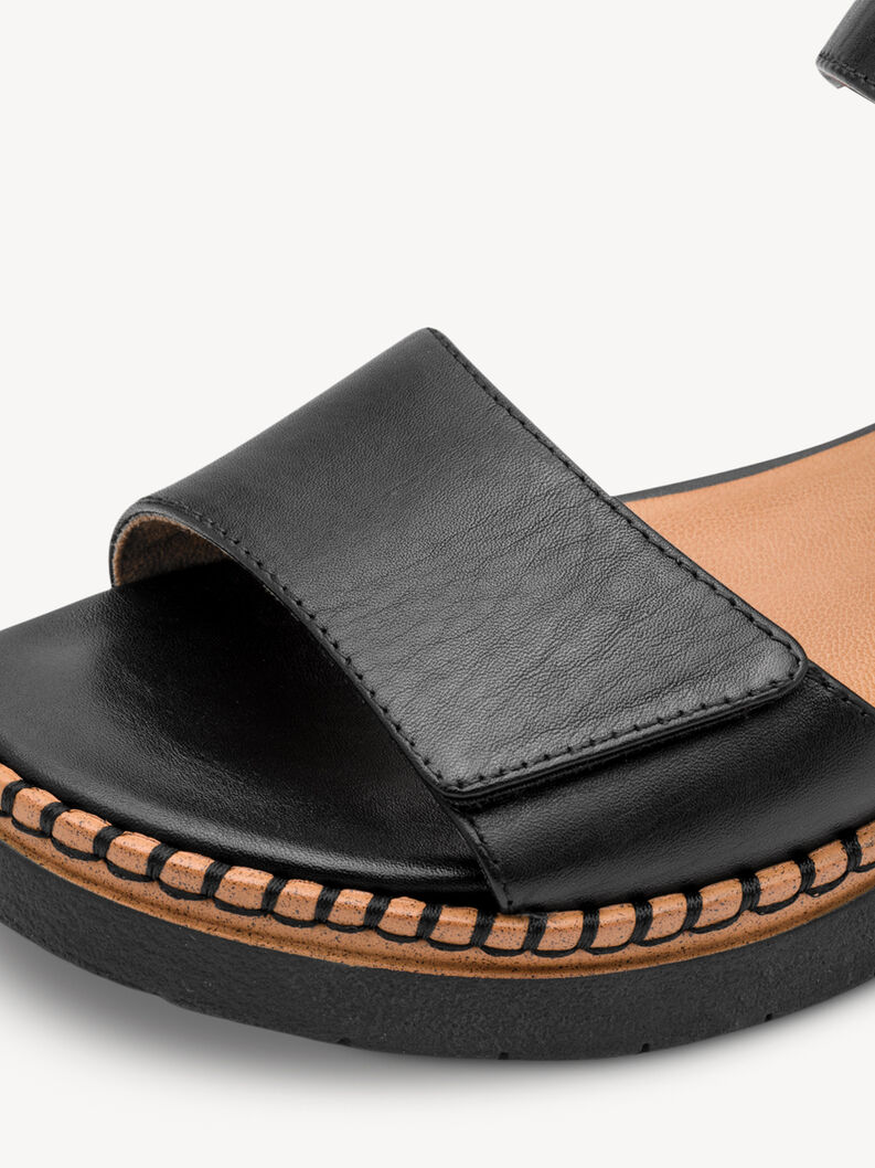 Sandale &agrave; talon en cuir - noir, BLACK, hi-res