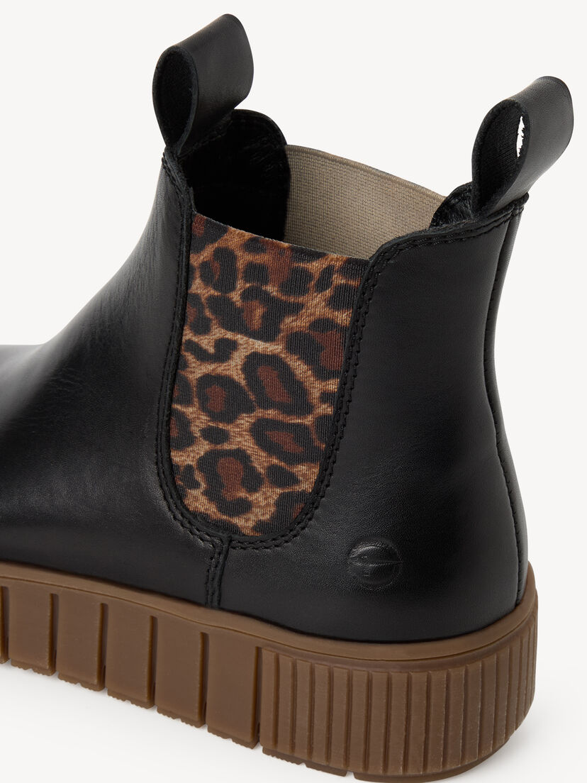 Leren Chelseaboot - zwart, BLACK/LEOPARD, hi-res