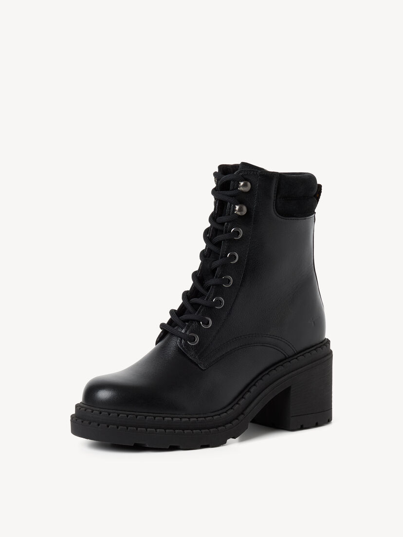 Leren Enkellaarsje - zwart, BLACK LEATHER, hi-res