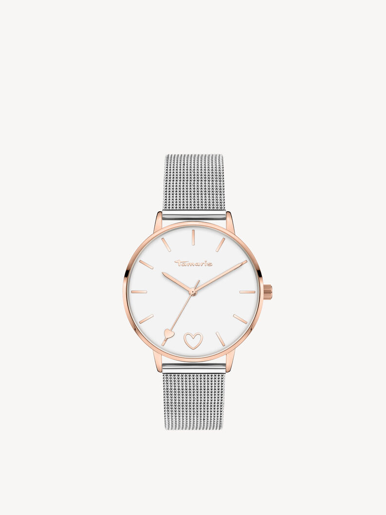 Montre - argent&eacute;s, rosegold mesh silver, hi-res