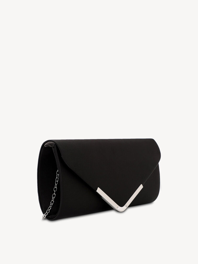 Clutch - zwart, black satin, hi-res