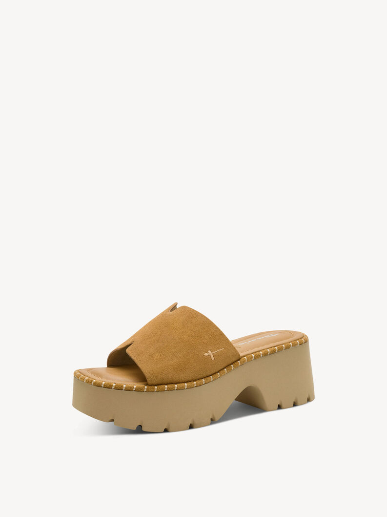 Lederpantolette - braun, CAMEL, hi-res