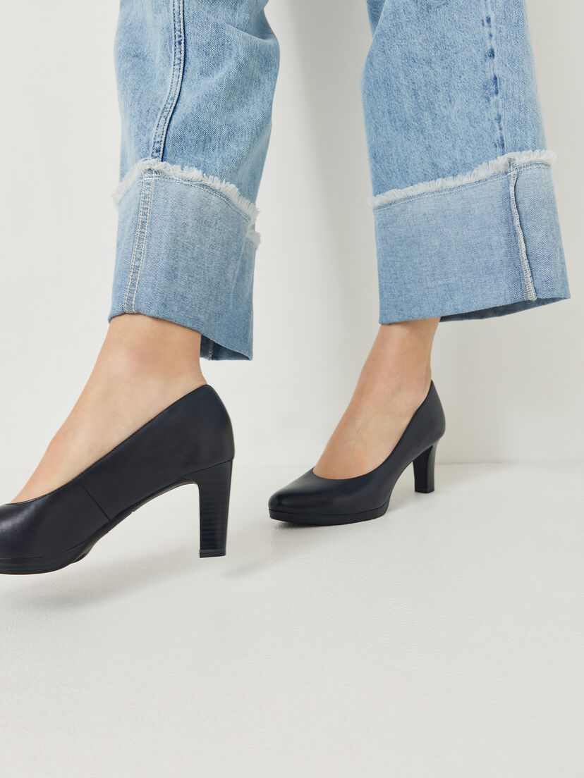 Leren Pumps - blauw, NAVY, hi-res