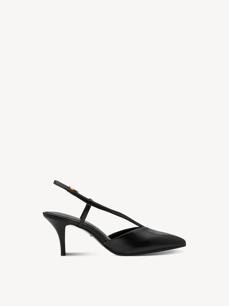 Kožen&eacute; lodičky s otevřenou patou - čern&aacute;, BLACK LEATHER, hi-res