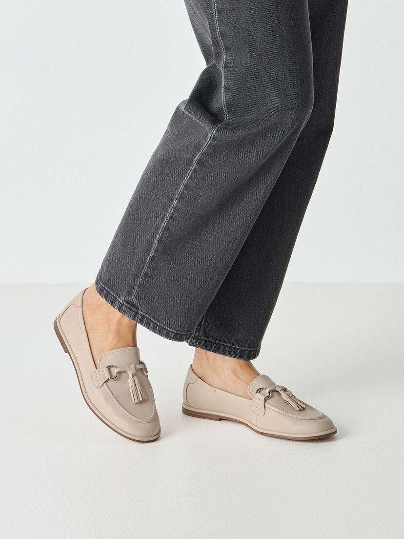 Leren Instappers - beige, IVORY, hi-res
