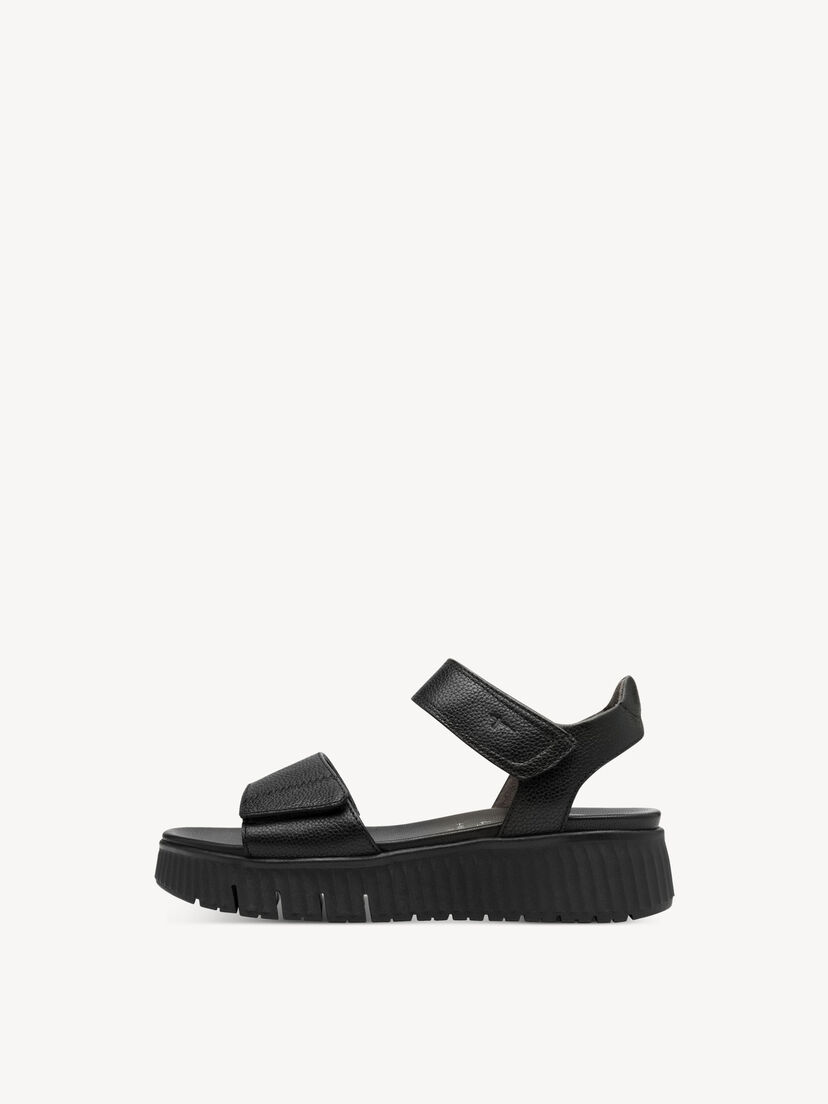Leren Sandaaltje - zwart, BLACK, hi-res