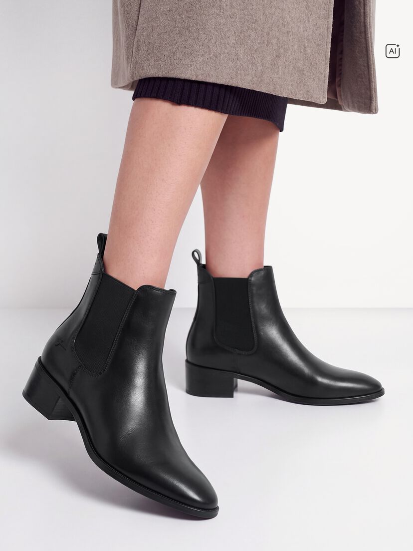 Leren Chelseaboot - zwart, BLACK, hi-res
