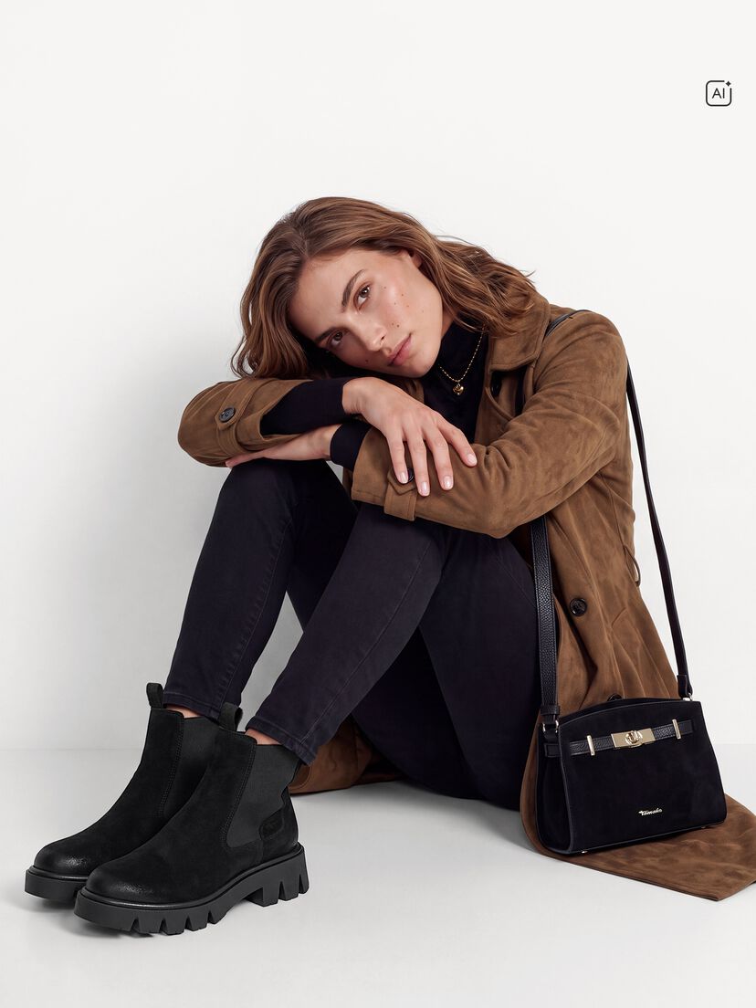 Leren Chelseaboot - zwart, BLACK, hi-res