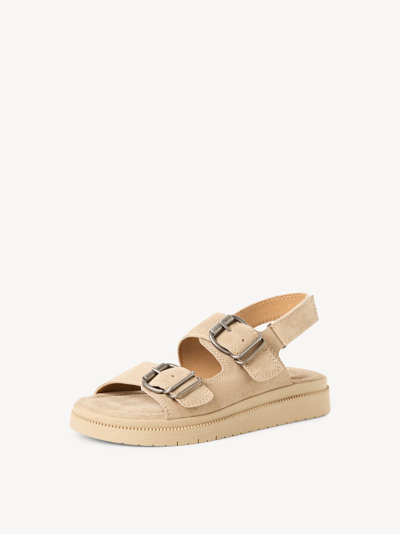 Ledersandalette - beige, BEIGE, hi-res